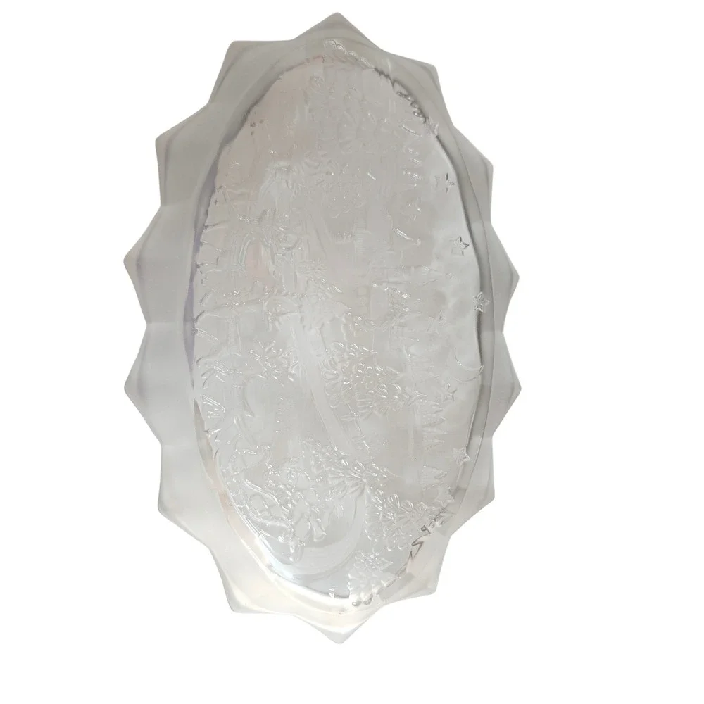 Mikasa Silent Night Oval Sweet Dish Frosted Vintage Serving Christmas Platter